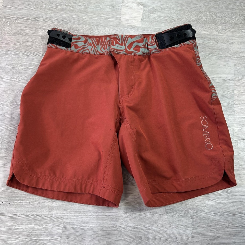 Sombrio Cycling Shorts Mens 32 Red Adjustable Waist Zip Pocket MTB Trail
